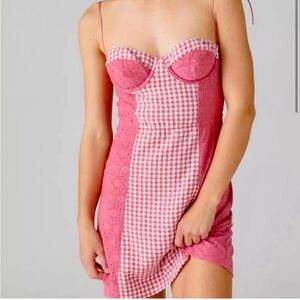 Pink gingham  dress no underwire cup